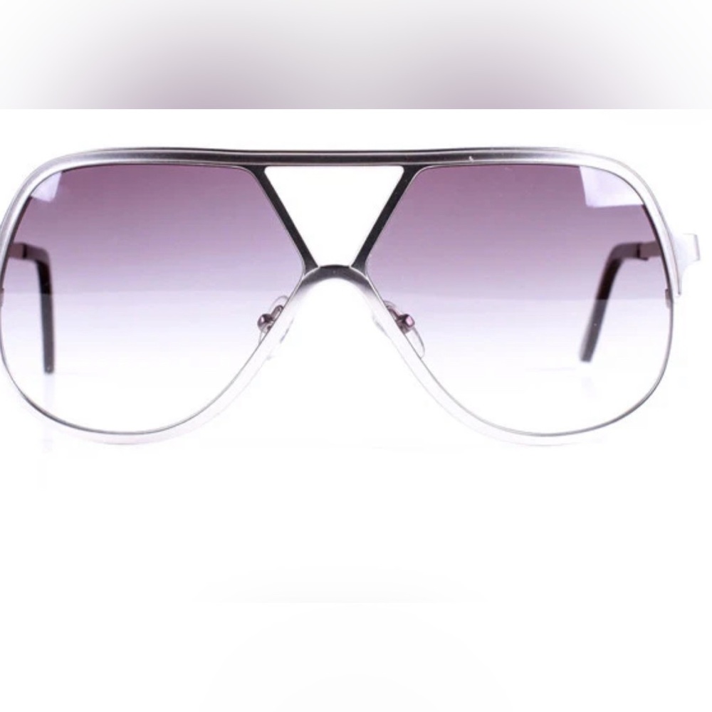 Linda Farrow Silver Purple Black Aviator Sunglasses Gradient Lenses